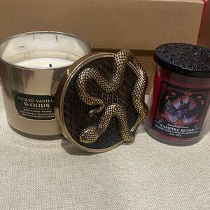 Bath & Body Works Gold Snake Lid Candle Set vampire blood is new